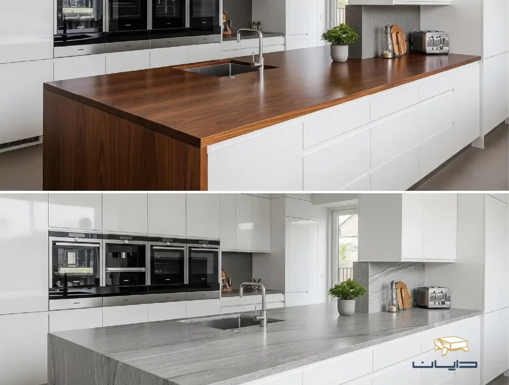 نوسازی کابینت با سنگ طبیعی بدون تعویض کامل