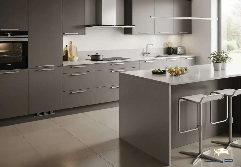 ترند رنگ سنگ کابینت خاکستری